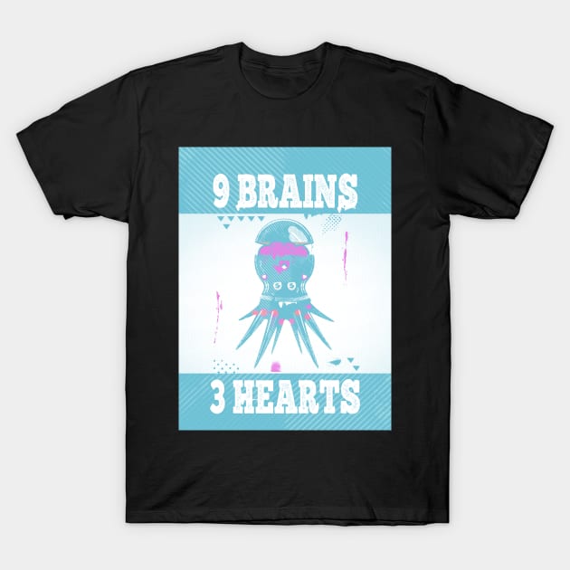 Octopus 3 hearts T-Shirt by mailboxdisco